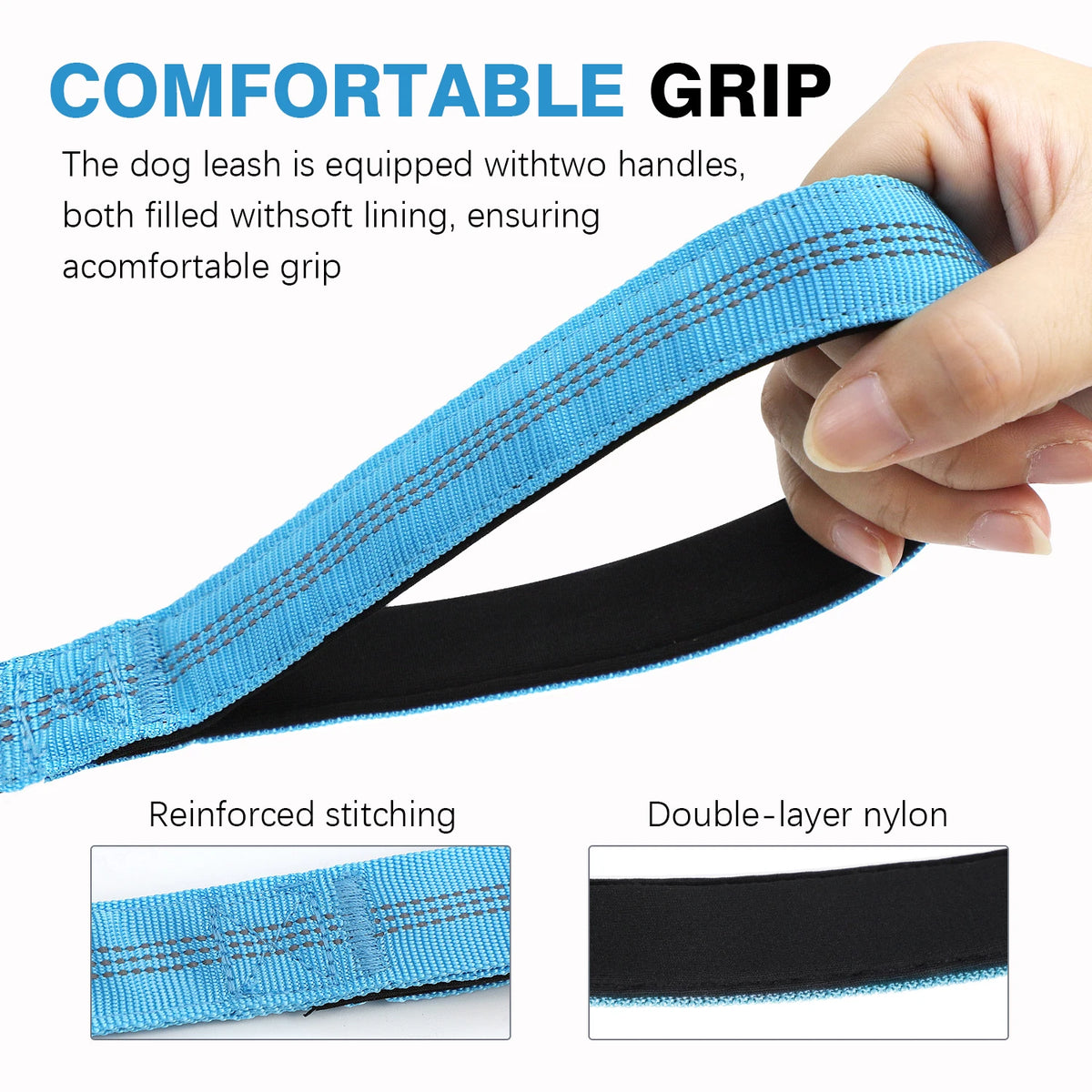 Heavy Duty Bungee Dog Leash With Shock Absorption Padded Handles