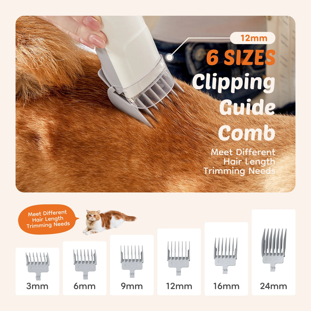 Pet Grooming Vacuum Kit Cordless Low Noise Clippers
