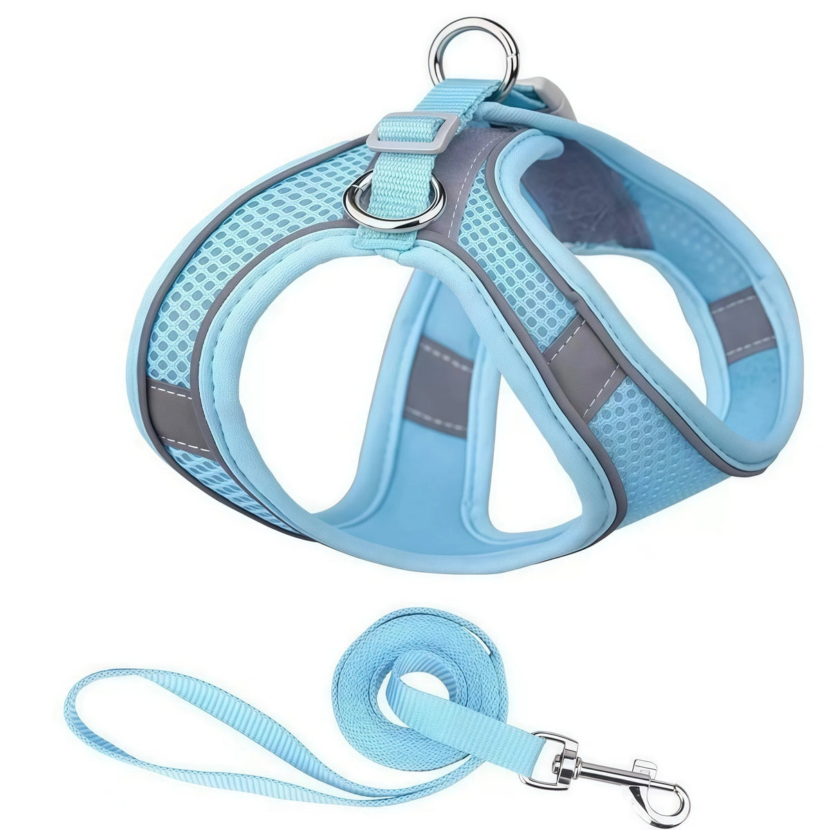 Reflective Adjustable Dog Harness And Leash Set For Outdoor Walking