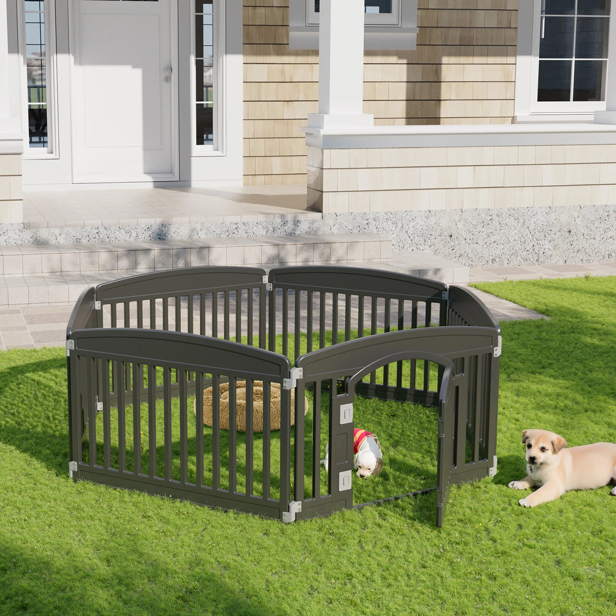 JHK Plastic Dog Playpen 6 Panel Expandable Durable Pet Fence