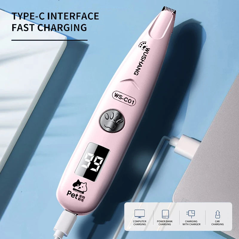 Dog Electric Groomer Trimmer With LED Light Waterproof Low Noise
