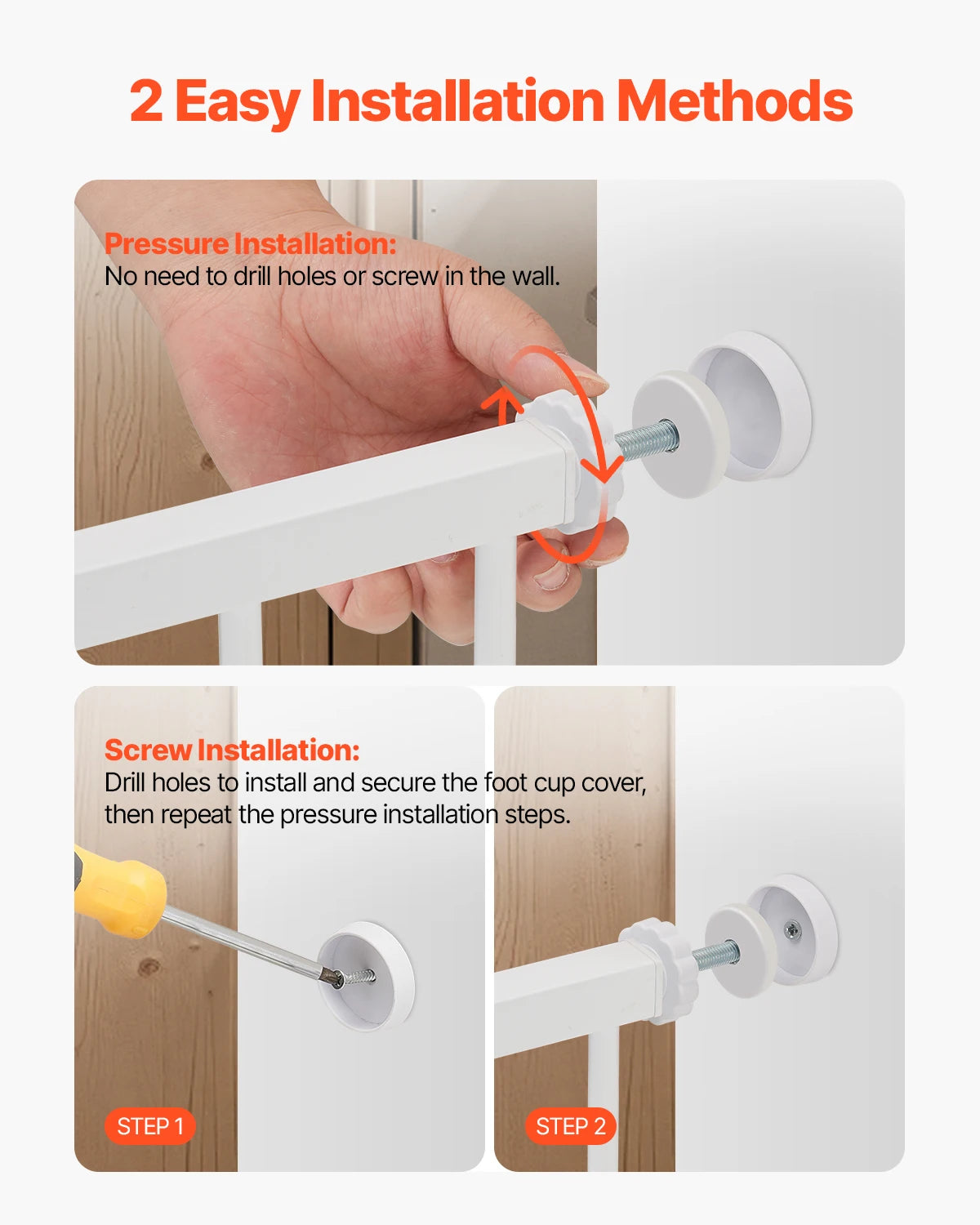 SucceBuy Baby Gate Pressure Mount Walk Through Dog Gate