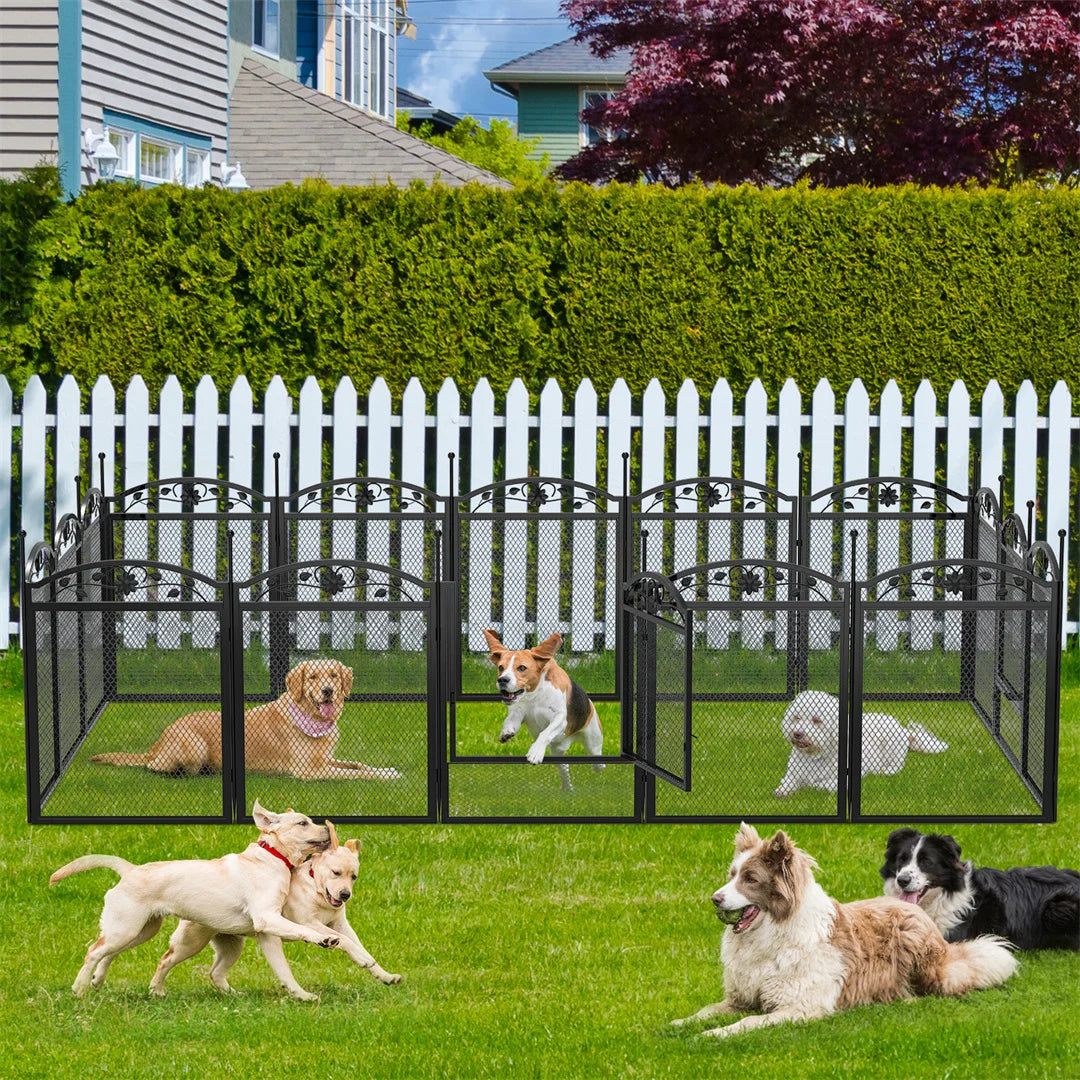 BINGOPAW 8 Panels DIY Heavy Duty Dog Playpen Outdoor Indoor Metal Fence