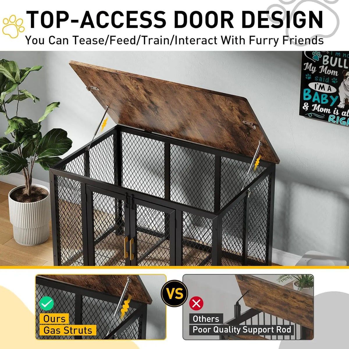 HiMISS Heavy Duty Dog Crate Furniture With Double Doors