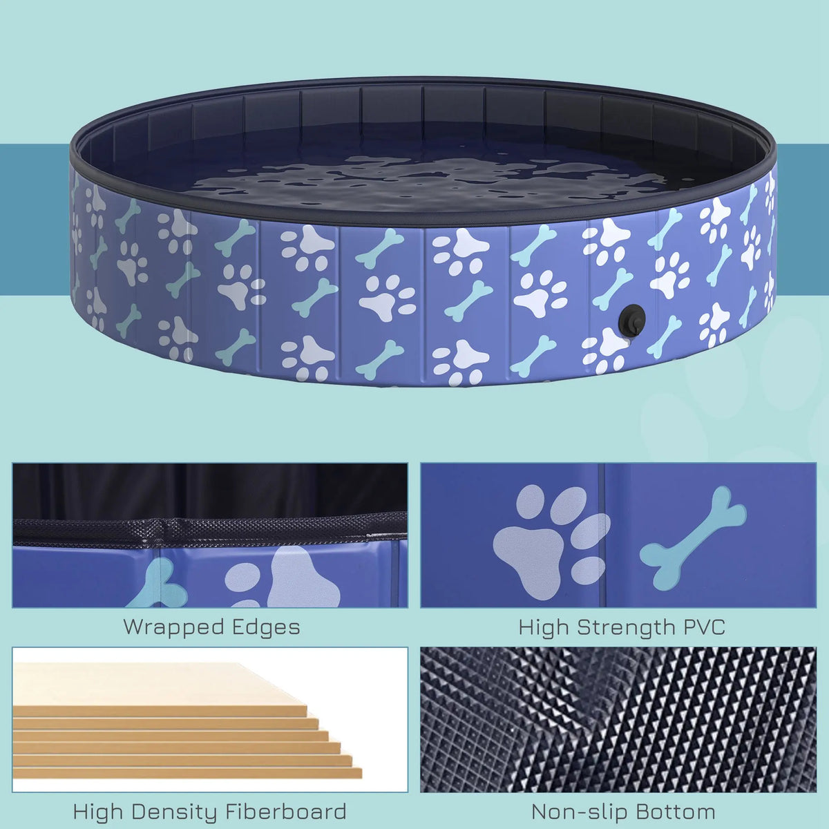 Foldable Pet Swimming Pool Easy To Store Portable Bathing Tub