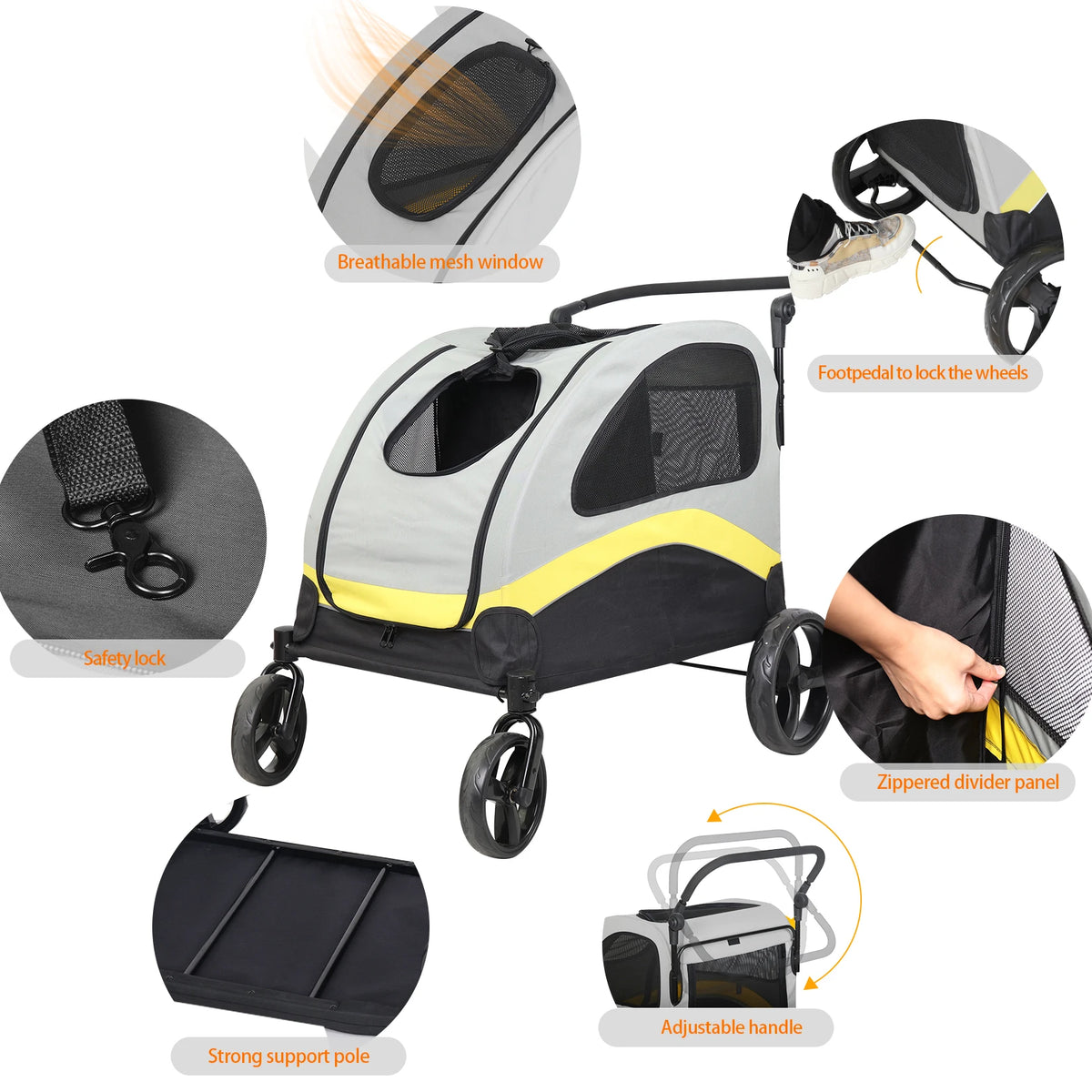 Dog Stroller For Two Dogs Foldable Pet Jogger Wagon
