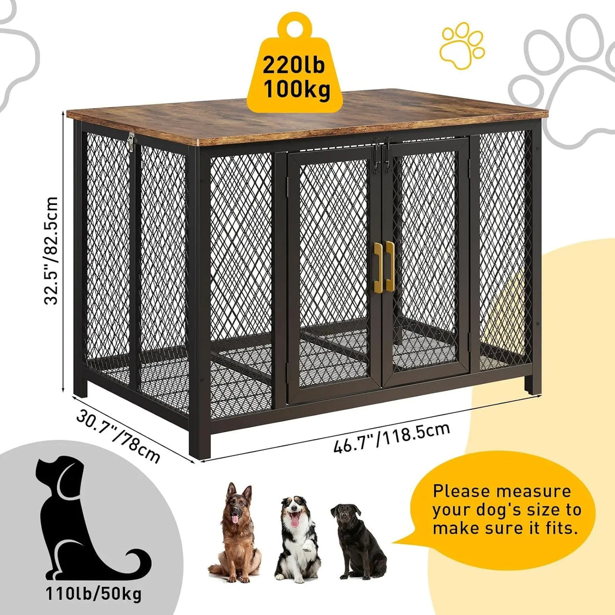 HiMISS Heavy Duty Dog Crate Furniture With Double Doors