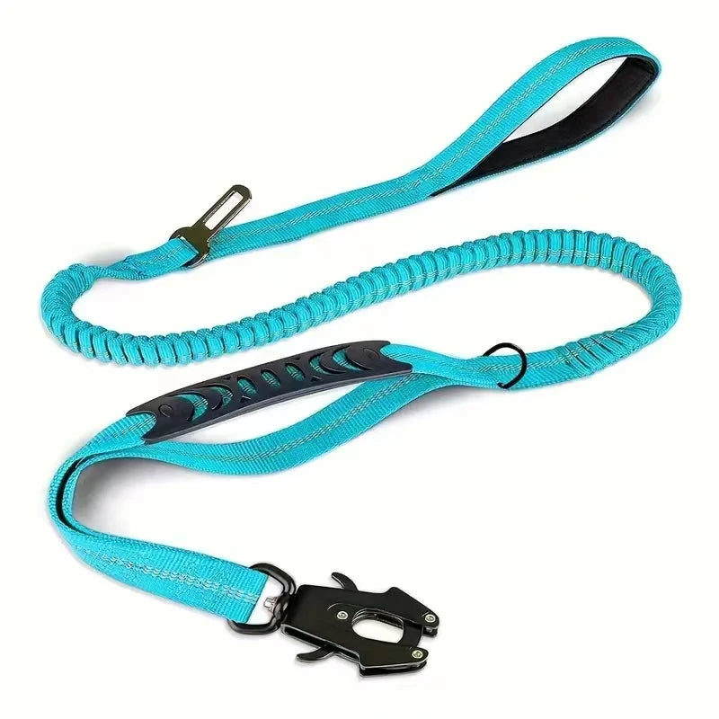 Reflective Shock Absorbing Pet Leash With Car Seatbelt No Pull
