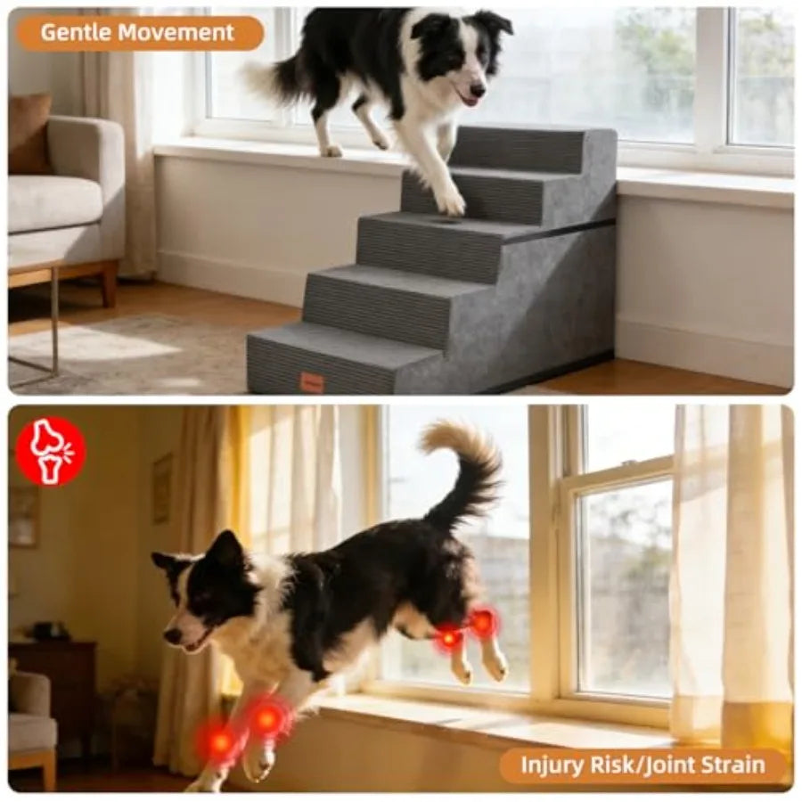 Dog Stairs for Large Dogs 5 Step Non Slip Ramp for High Beds
