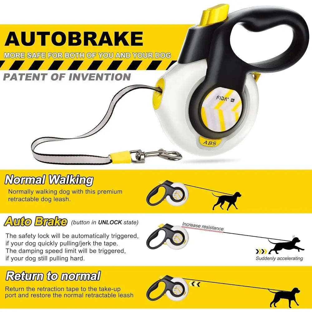 Retractable No Pull Auto Brake Dog Leash Heavy Duty For Large Breeds