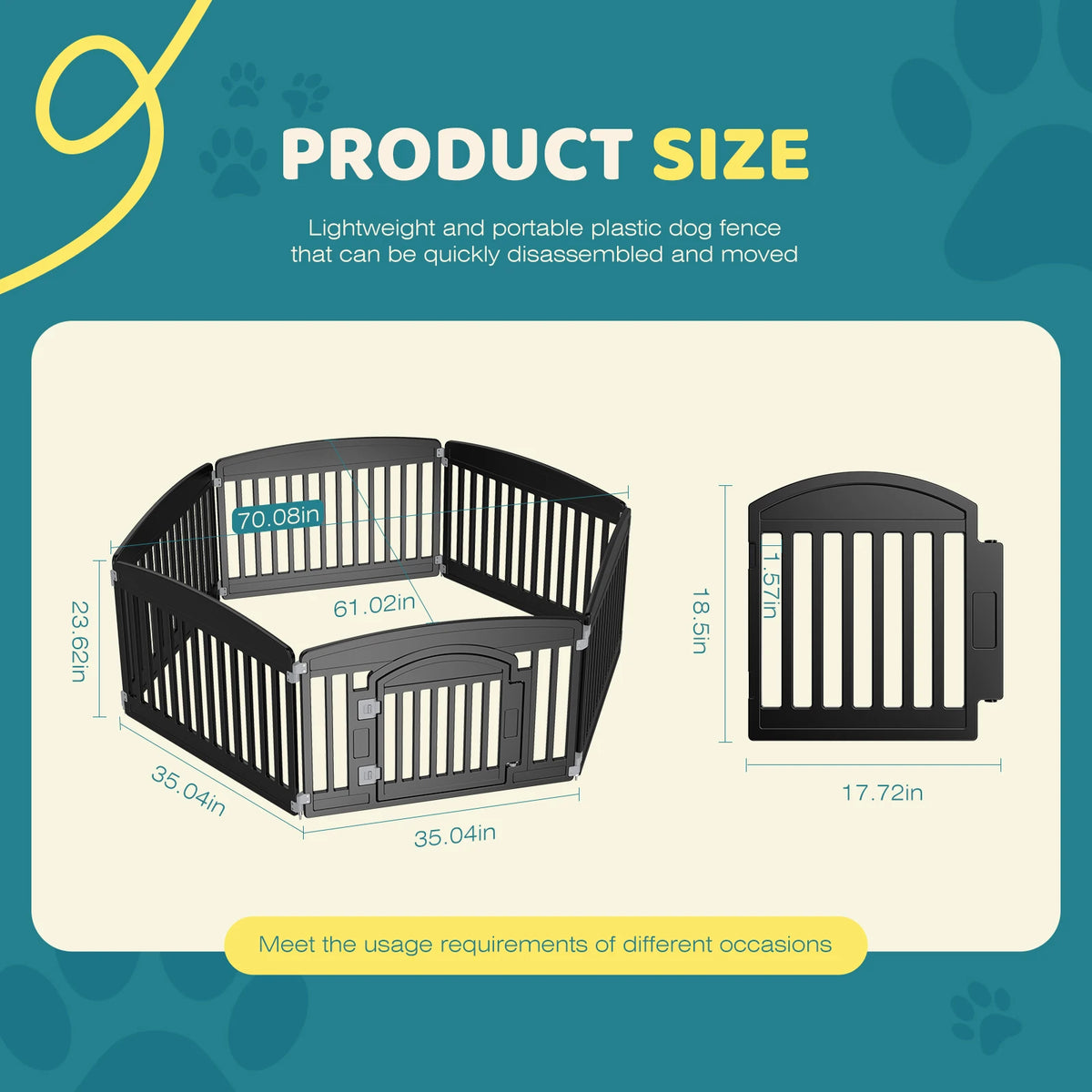 JHK Plastic Dog Playpen 6 Panel Expandable Durable Pet Fence