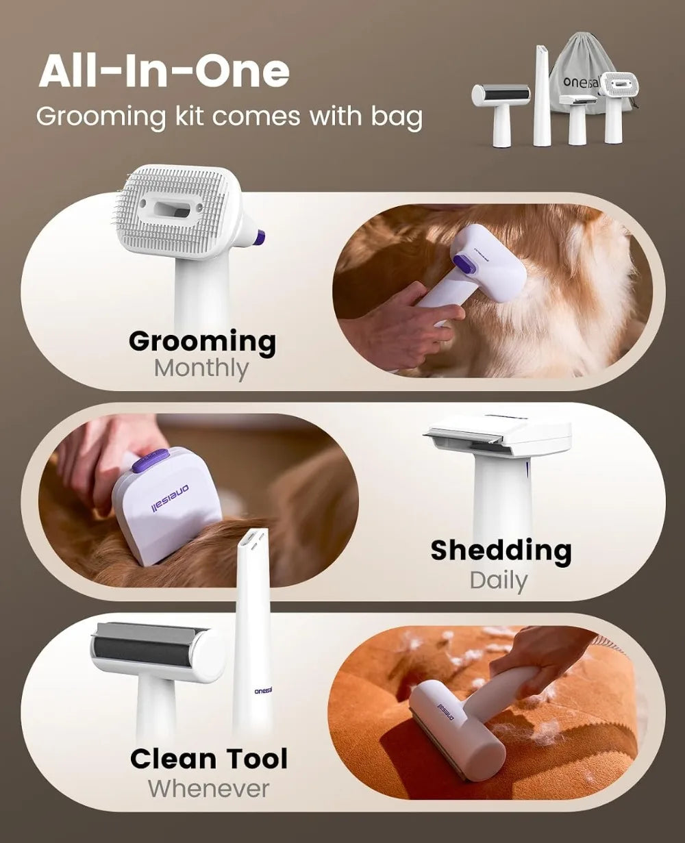 Pet Hair Vacuum Grooming Kit 15000Pa Suction Low Noise Dust Cup For Home