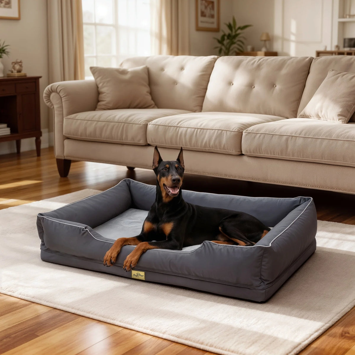 BINGOPAW Orthopedic Dog Bed With Bolster Washable Cover