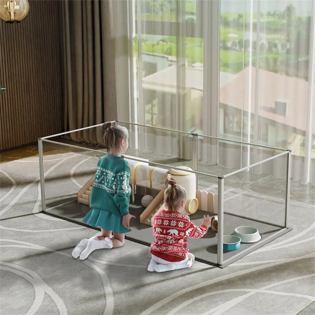 BINGOPAW Acrylic Pet Playpen Whelping Pen With Waterproof Floor Pad