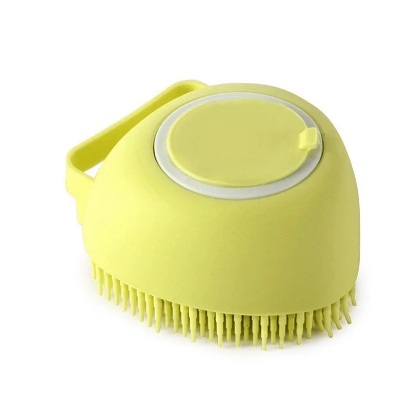 Dog Bathing Brush Shampoo Dispenser With Silicone Bristles Pet Massage