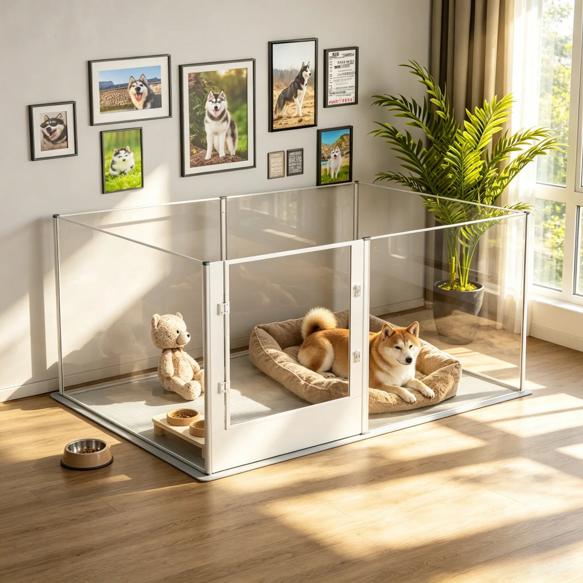 BINGOPAW Acrylic Dog Playpen Fence for Indoor Kennels