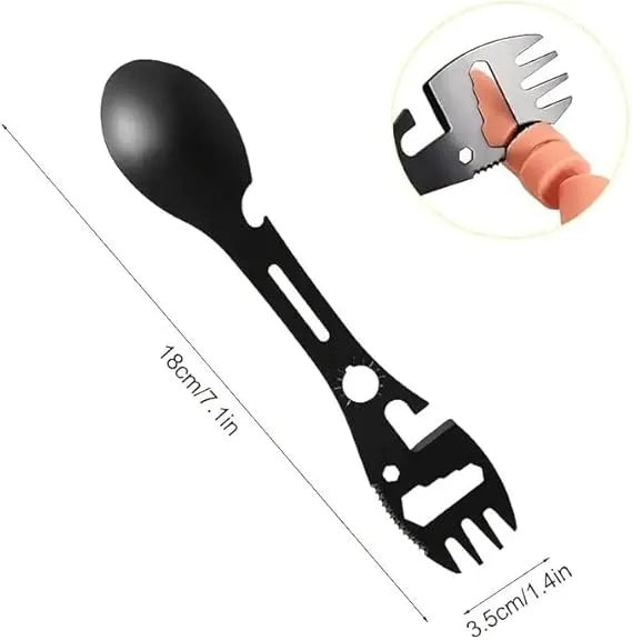 10 In 1 Multifunction Camping Spork Stainless Steel Utensil Set Bottle Opener