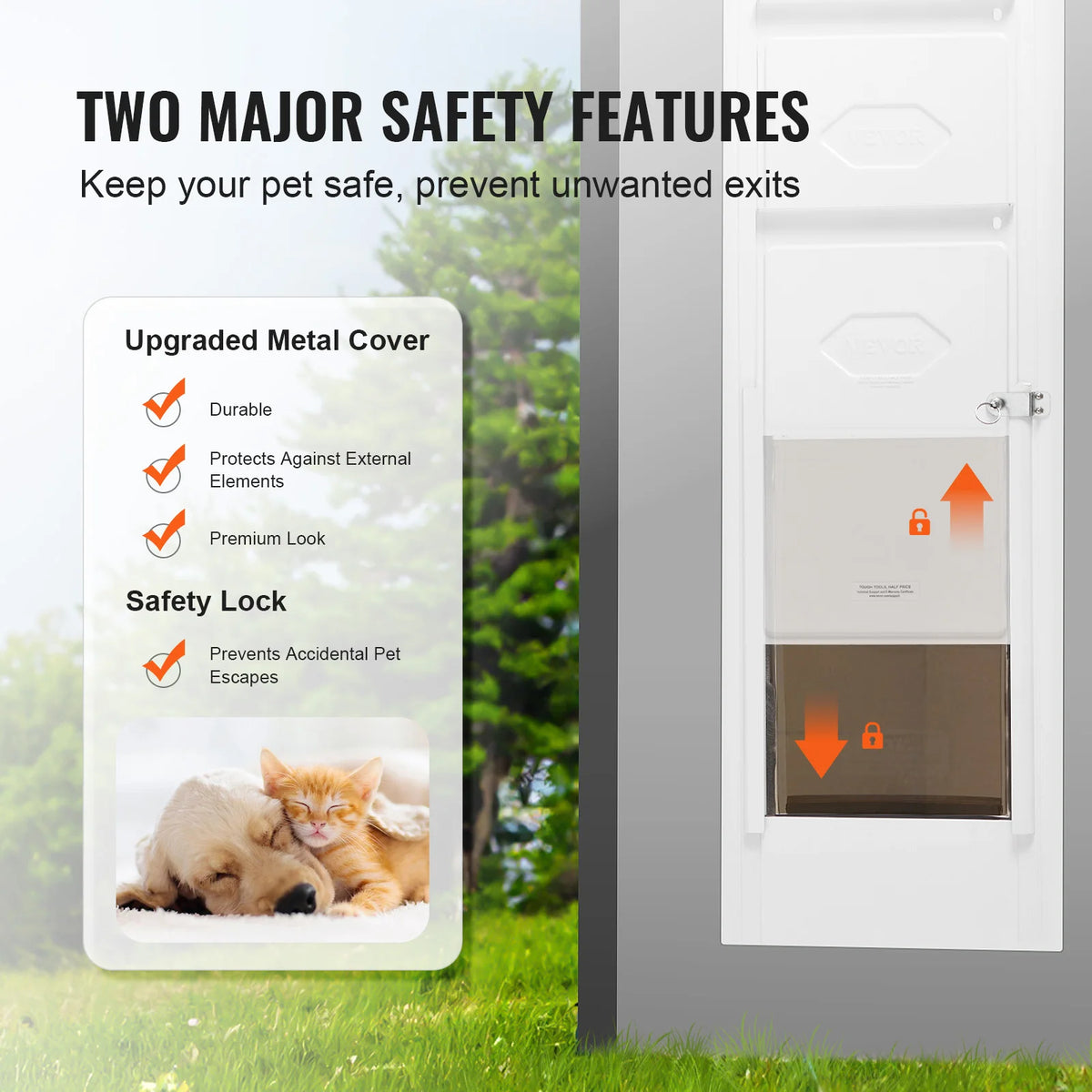 Sliding Glass Dog Door With Adjustable Aluminum Frame And Tempered Glass