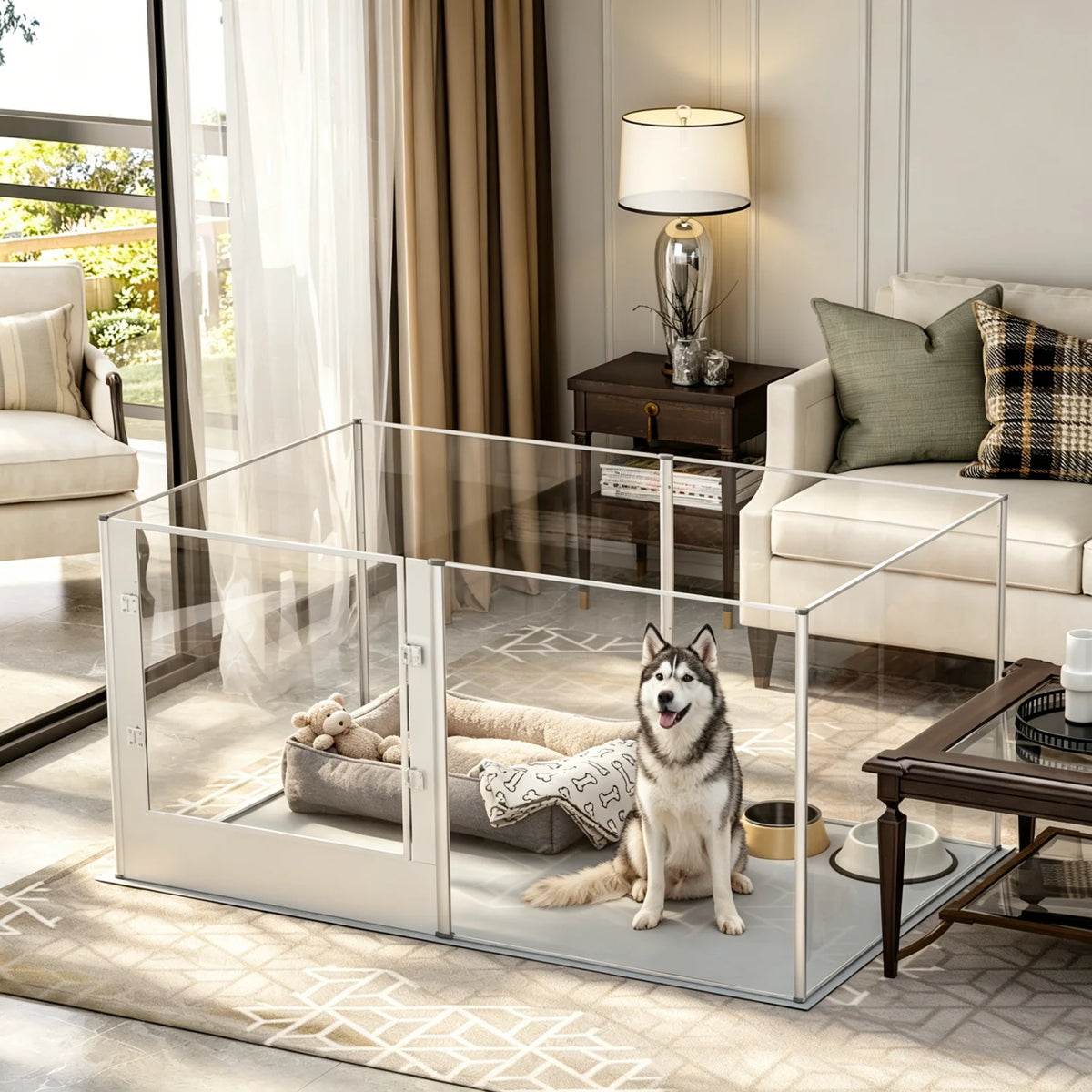 BINGOPAW Acrylic Dog Playpen Fence for Indoor Kennels