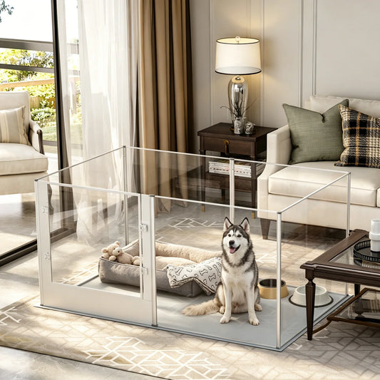 BINGOPAW Acrylic Dog Playpen Fence for Indoor Kennels