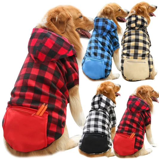 Plaid Reversible Winter Coat For Dogs Warm Cold Weather Pet Apparel