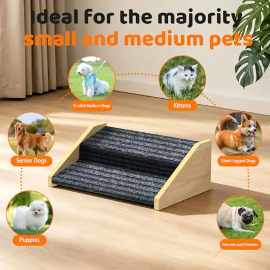 3 Pack Dog Ramp For Staircase With Non Slip Carpet
