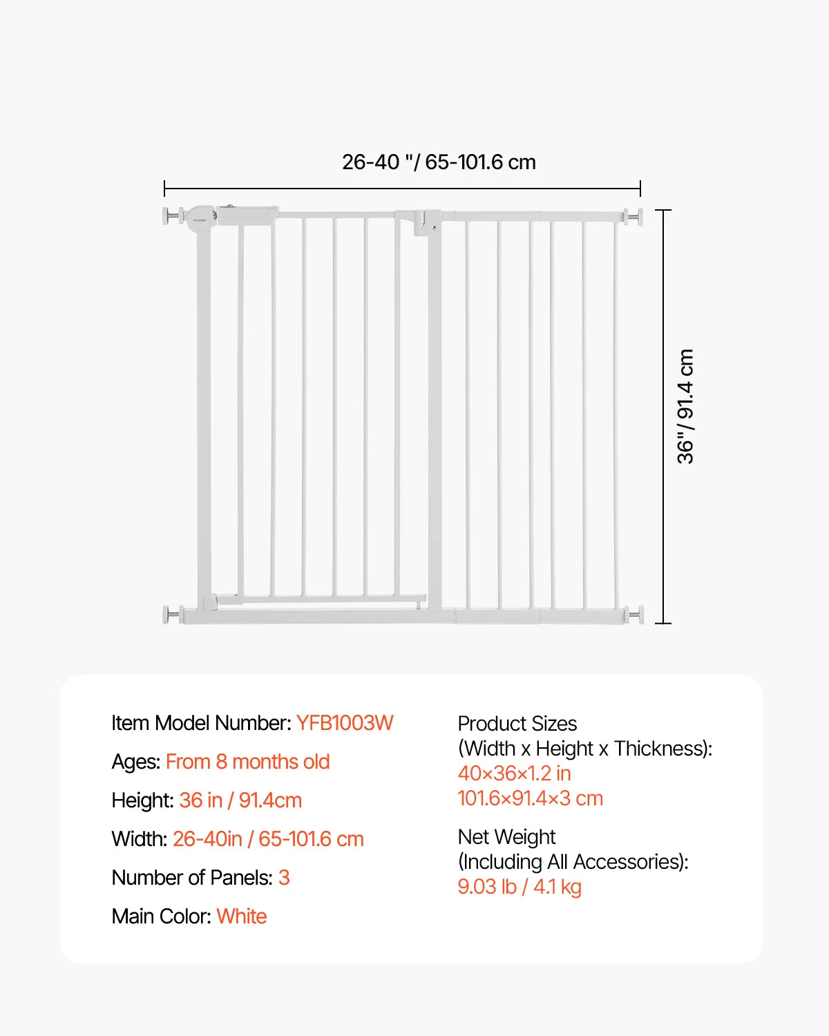 SucceBuy Baby Gate Pressure Mount Walk Through Dog Gate