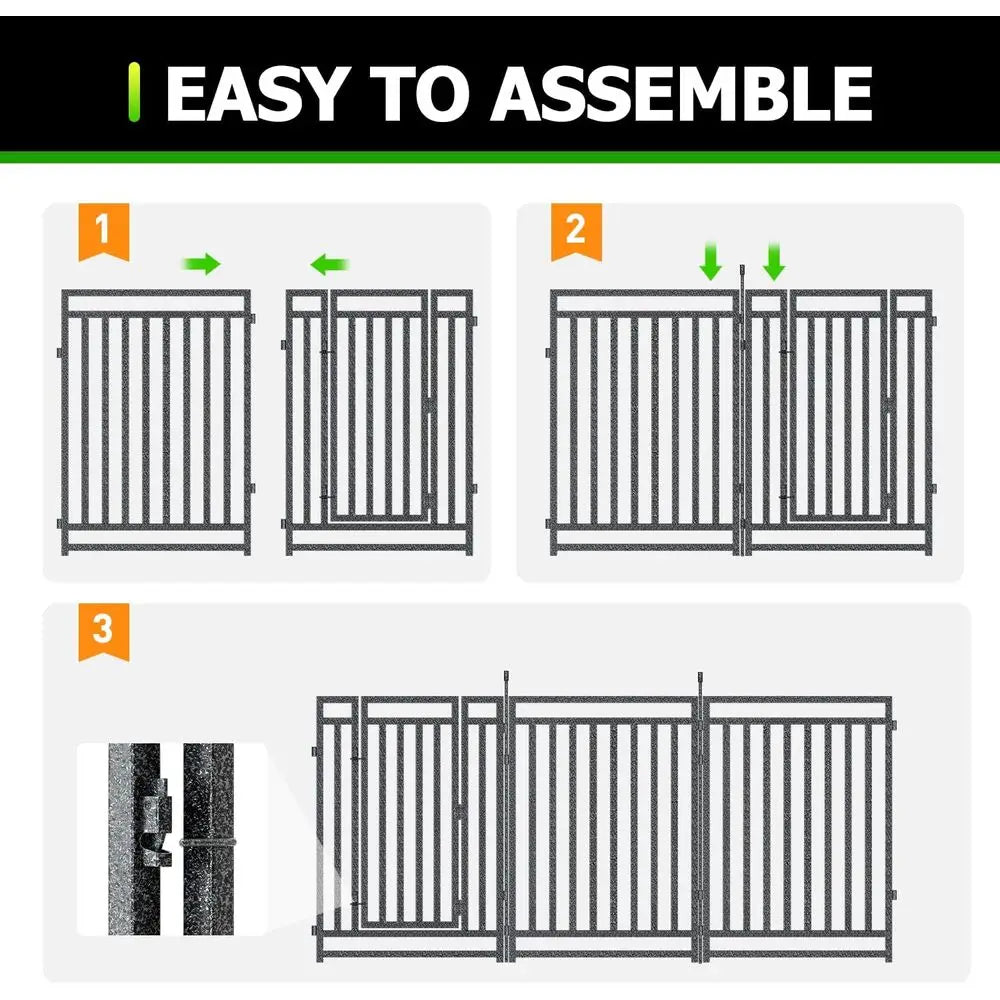 Durable Yard Fence System With 14 Panels And 2 Gates