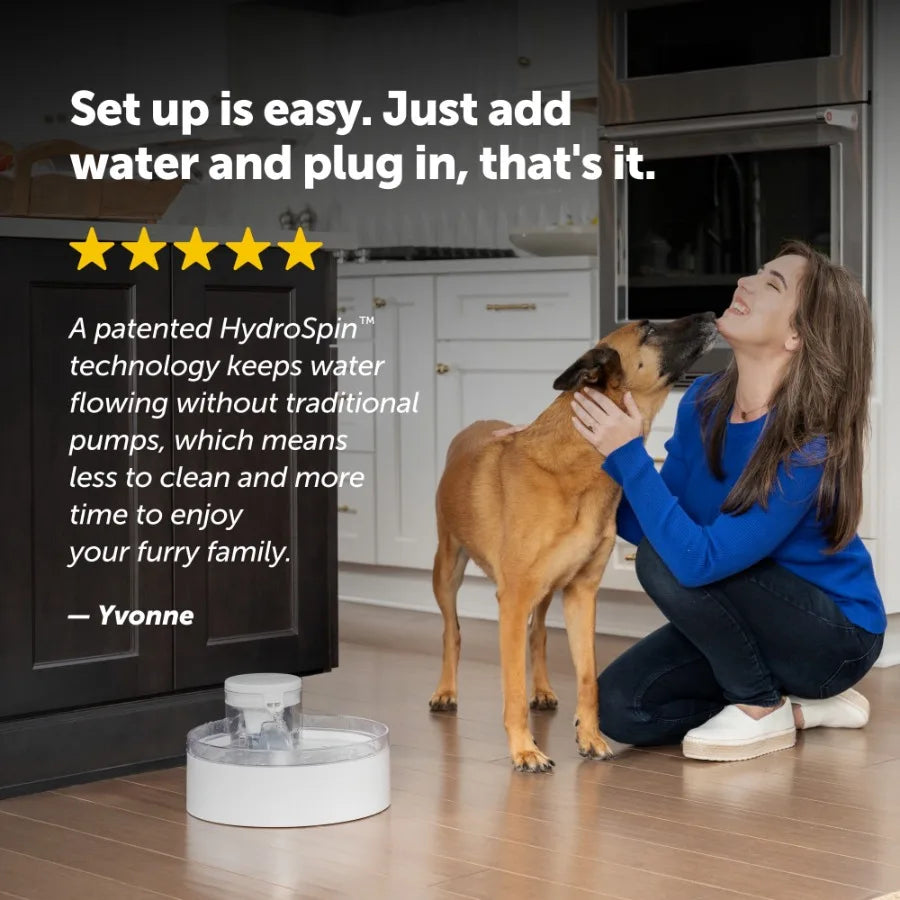 Pumpless 128 Oz Dog Water Fountain Dishwasher Safe Easy Assembly