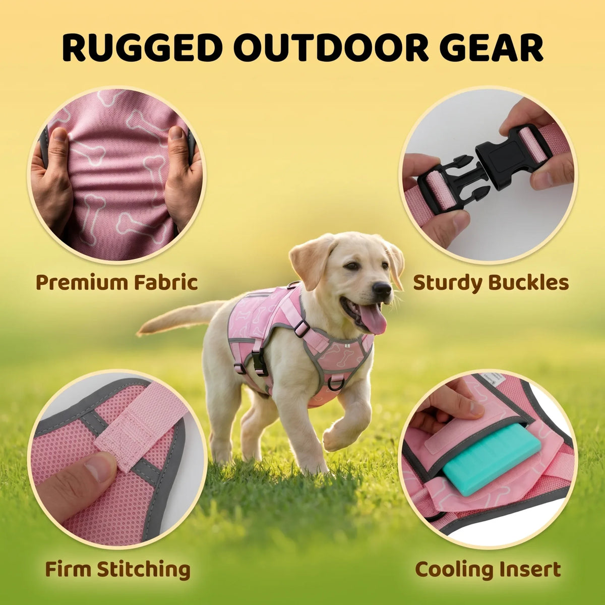 Dog Cooling Vest Harness Jacket For Outdoor Walking And Camping