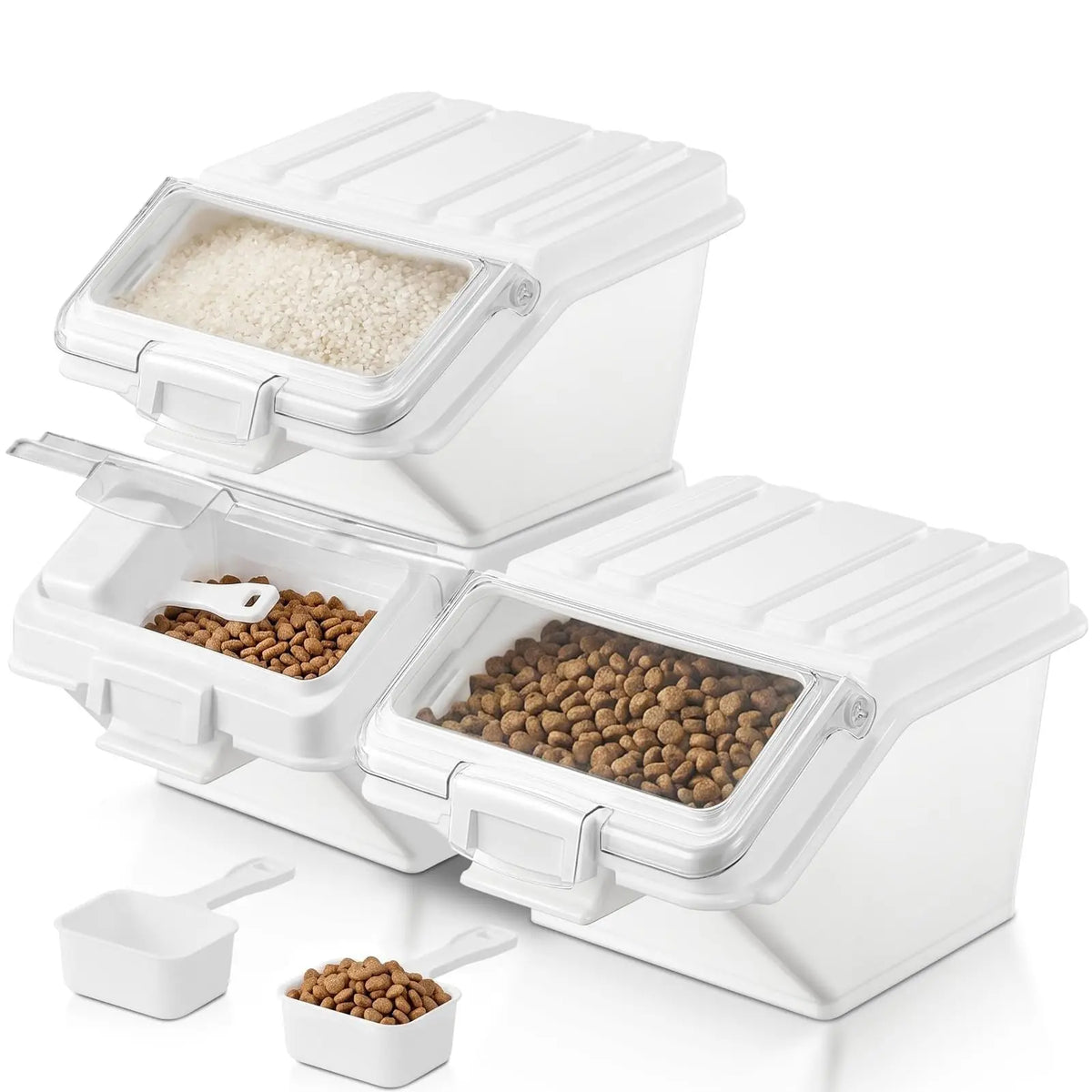 Three Pack Dog Food Storage Containers with Scoop