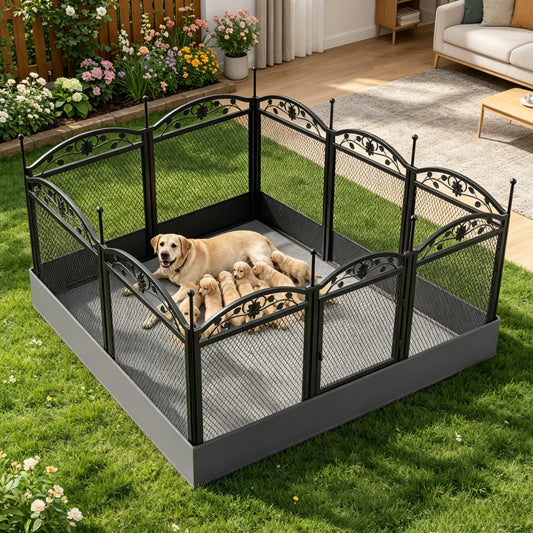 BINGOPAW Metal Dog Playpen with Gate Foldable Heavy Duty Enclosure
