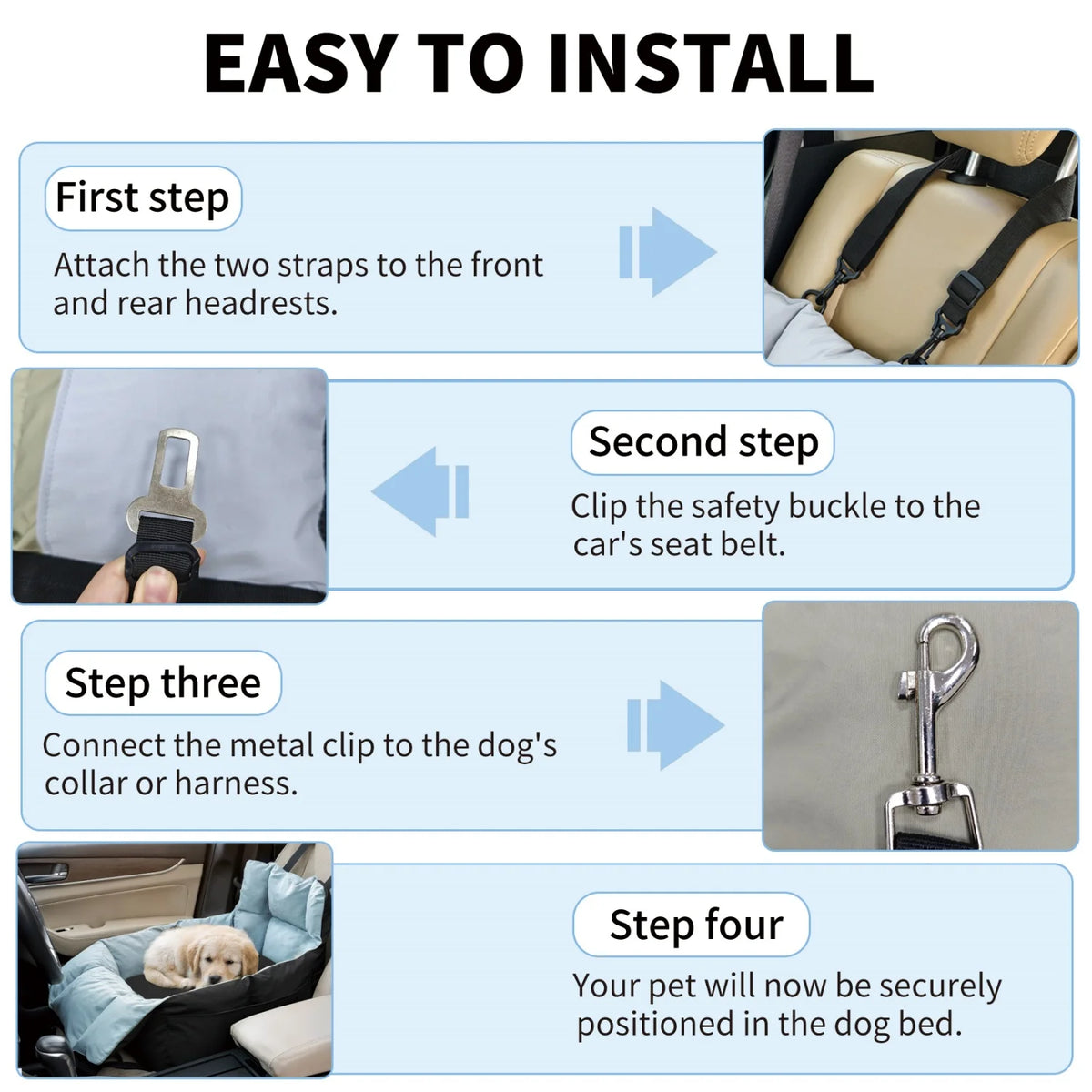 BINGOPAW Dog Car Seat Booster With Safety Belt For Travel