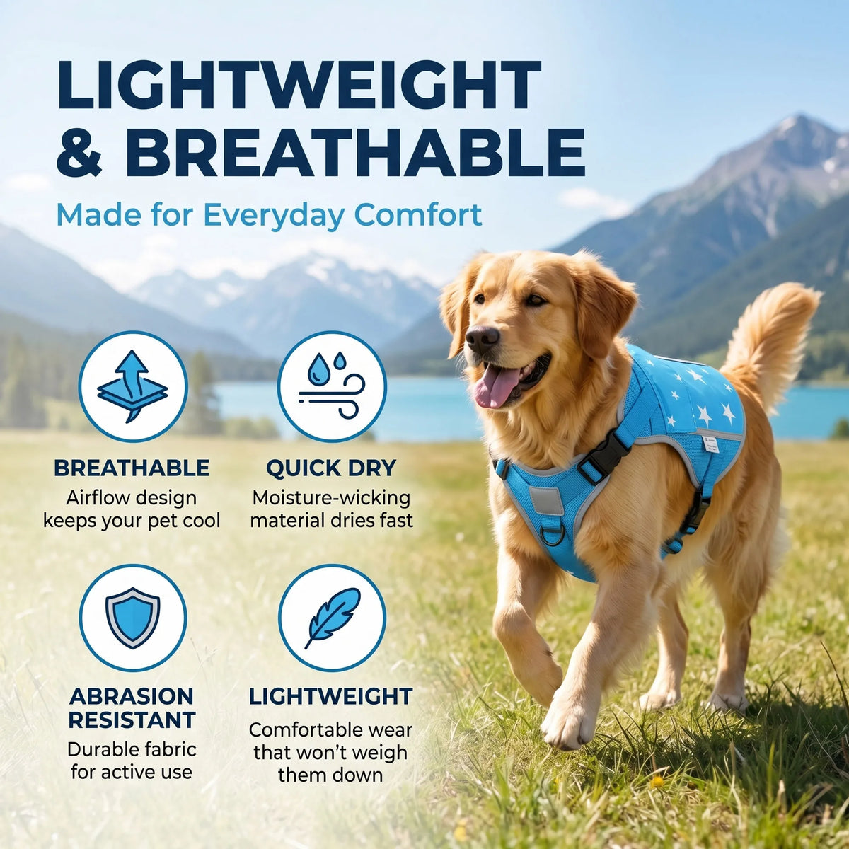 Dog Cooling Vest Harness Jacket For Outdoor Walking And Camping