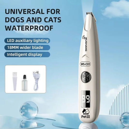 Dog Electric Groomer Trimmer With LED Light Waterproof Low Noise