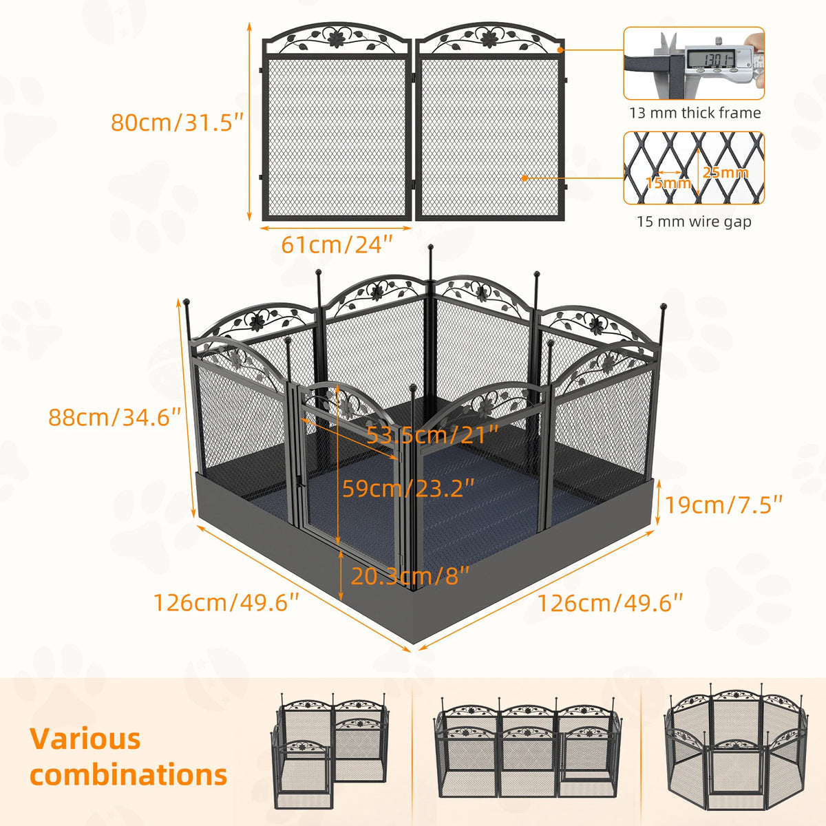 BINGOPAW Metal Dog Playpen with Gate Foldable Heavy Duty Enclosure
