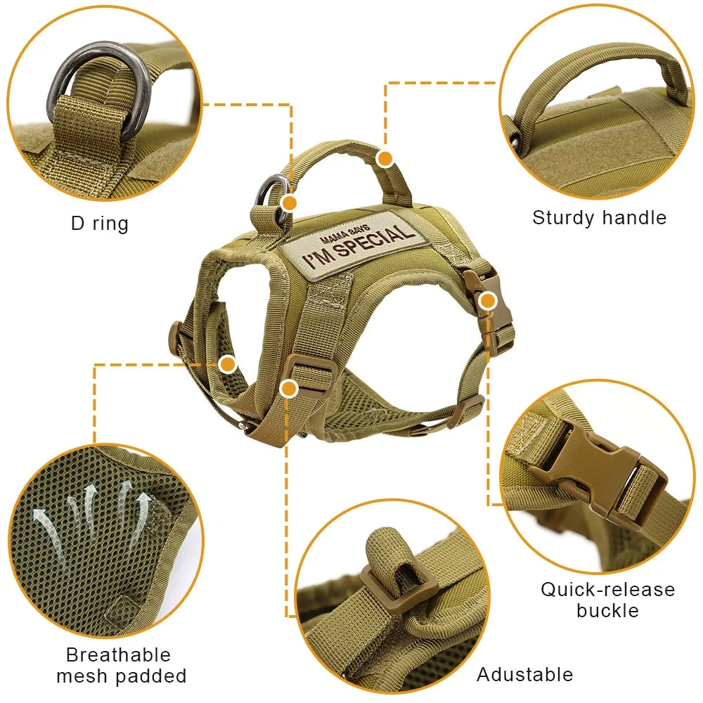 Nylon Cat Harness Vest With Handle Military Tactical Design