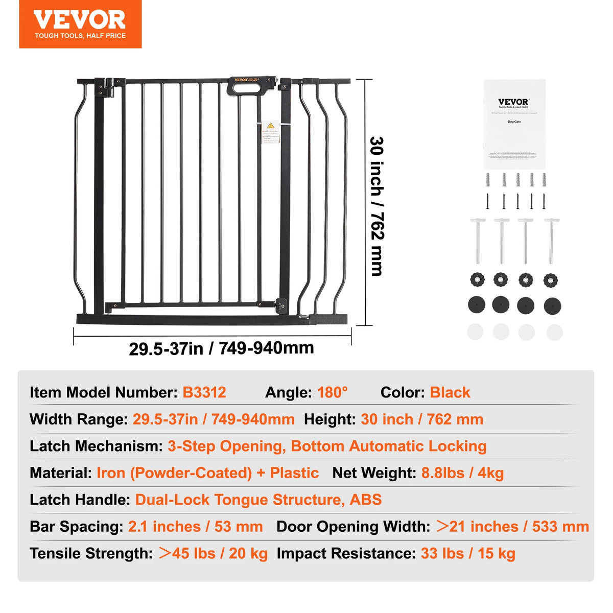 SucceBuy Baby Gate Pressure Mount Walk Through Dog Gate