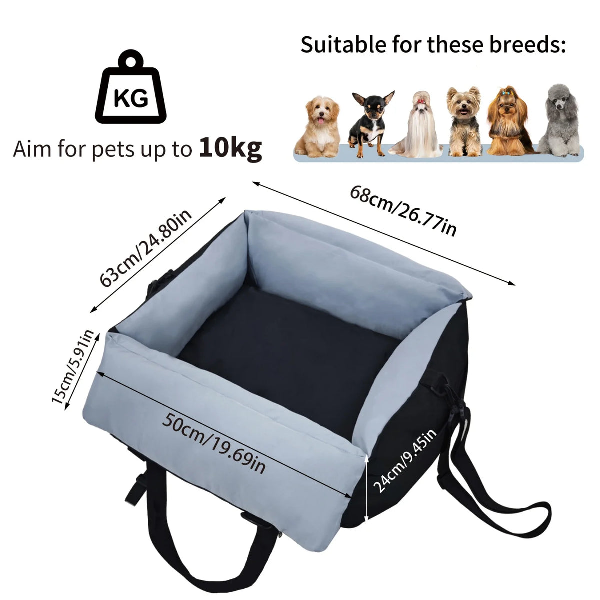 BINGOPAW Dog Car Seat Booster With Safety Belt For Travel