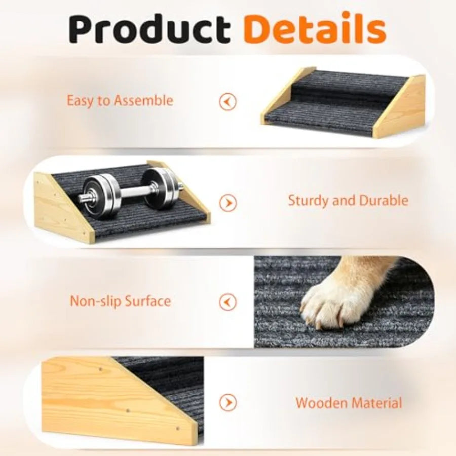 3 Pack Dog Ramp For Staircase With Non Slip Carpet