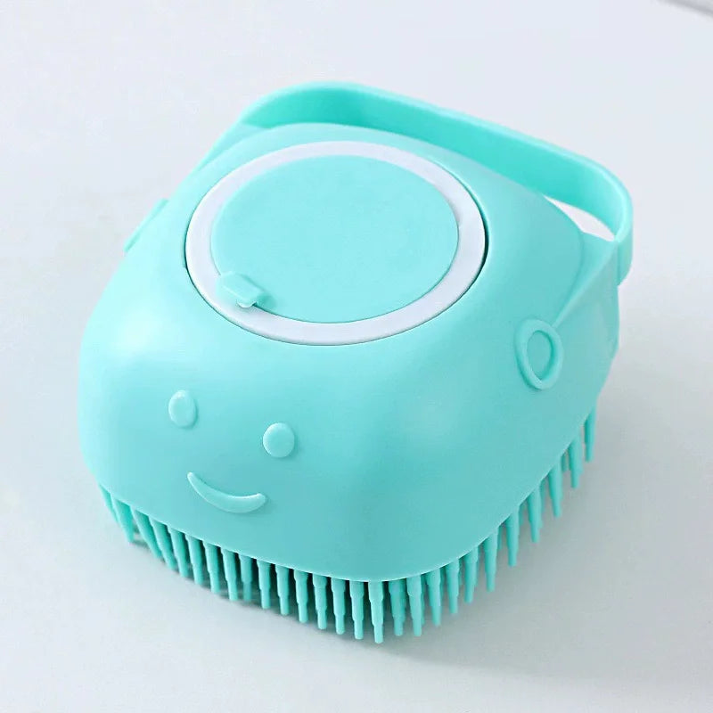 Dog Bathing Brush Shampoo Dispenser With Silicone Bristles Pet Massage