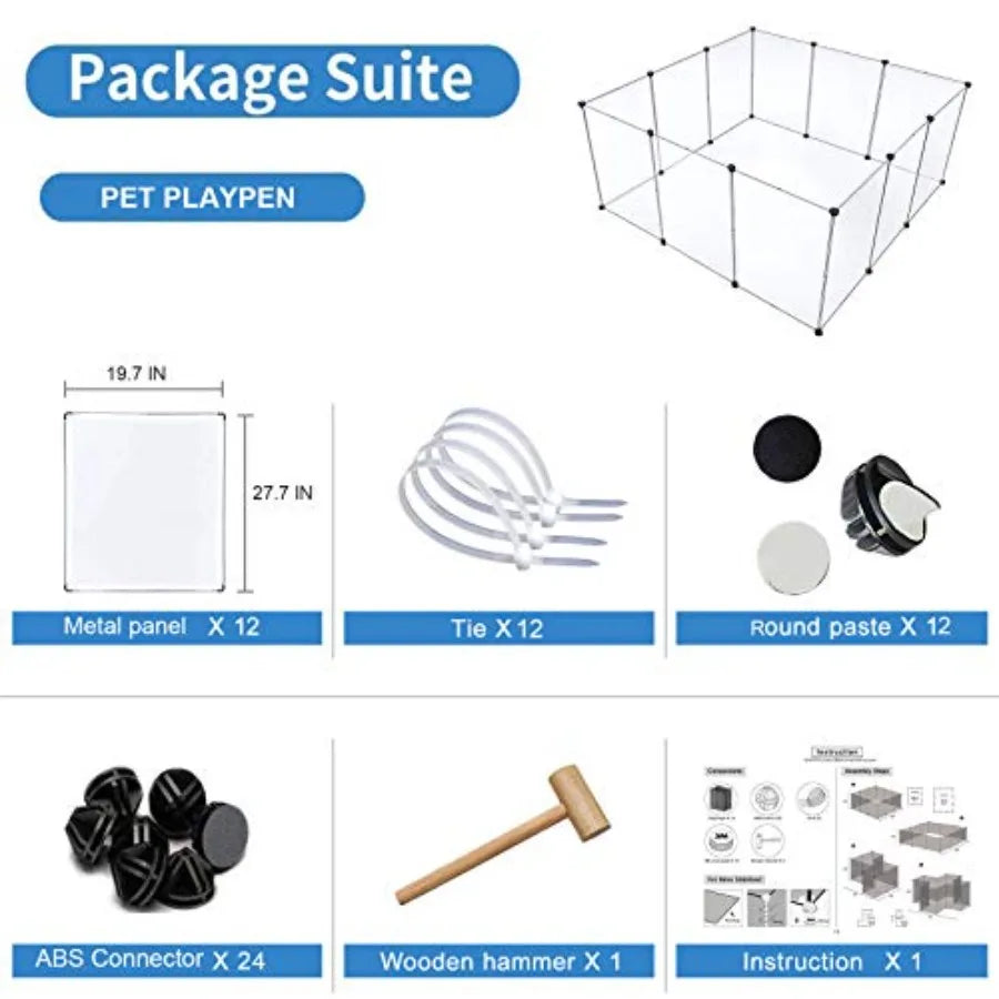 Clear Acrylic Pet Playpen For Dogs And Small Animals Indoor Portable Fence