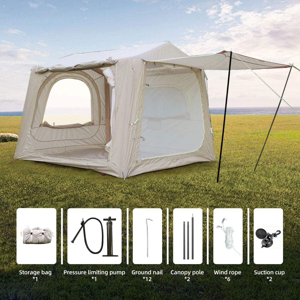 Inflatable Camping Tent With Easy Setup Waterproof Glamping Shelter
