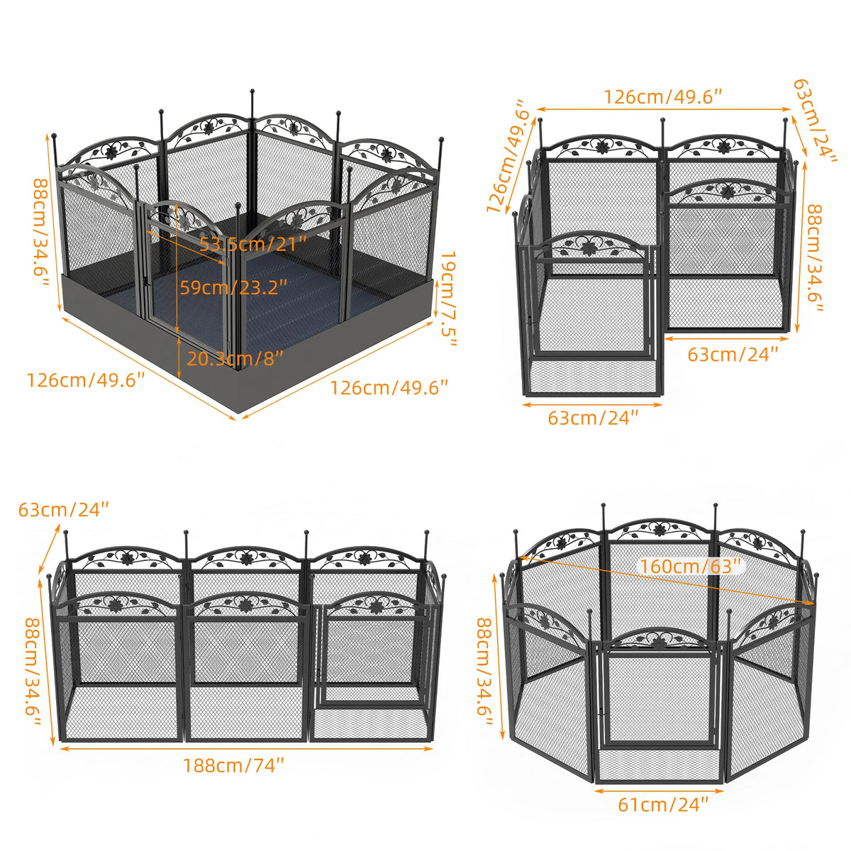 BINGOPAW 8 Panels DIY Heavy Duty Dog Playpen Outdoor Indoor Metal Fence