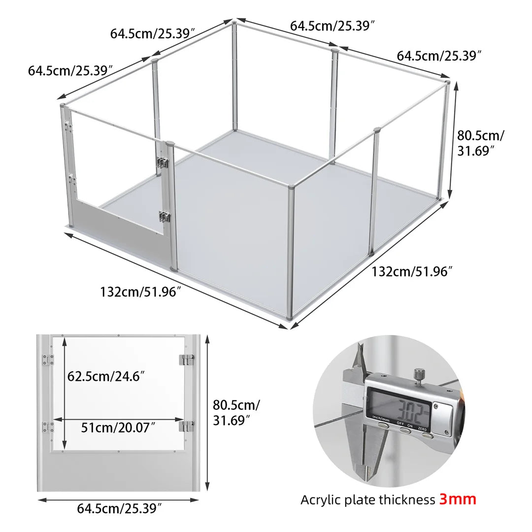 BINGOPAW Acrylic Pet Playpen Whelping Pen With Waterproof Floor Pad