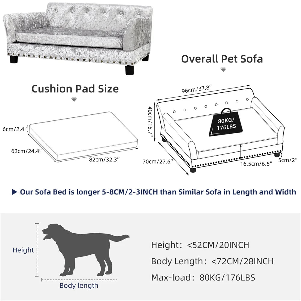 BORWART Heavy Duty Raised Pet Sofa Bed With Cushioned Lounge