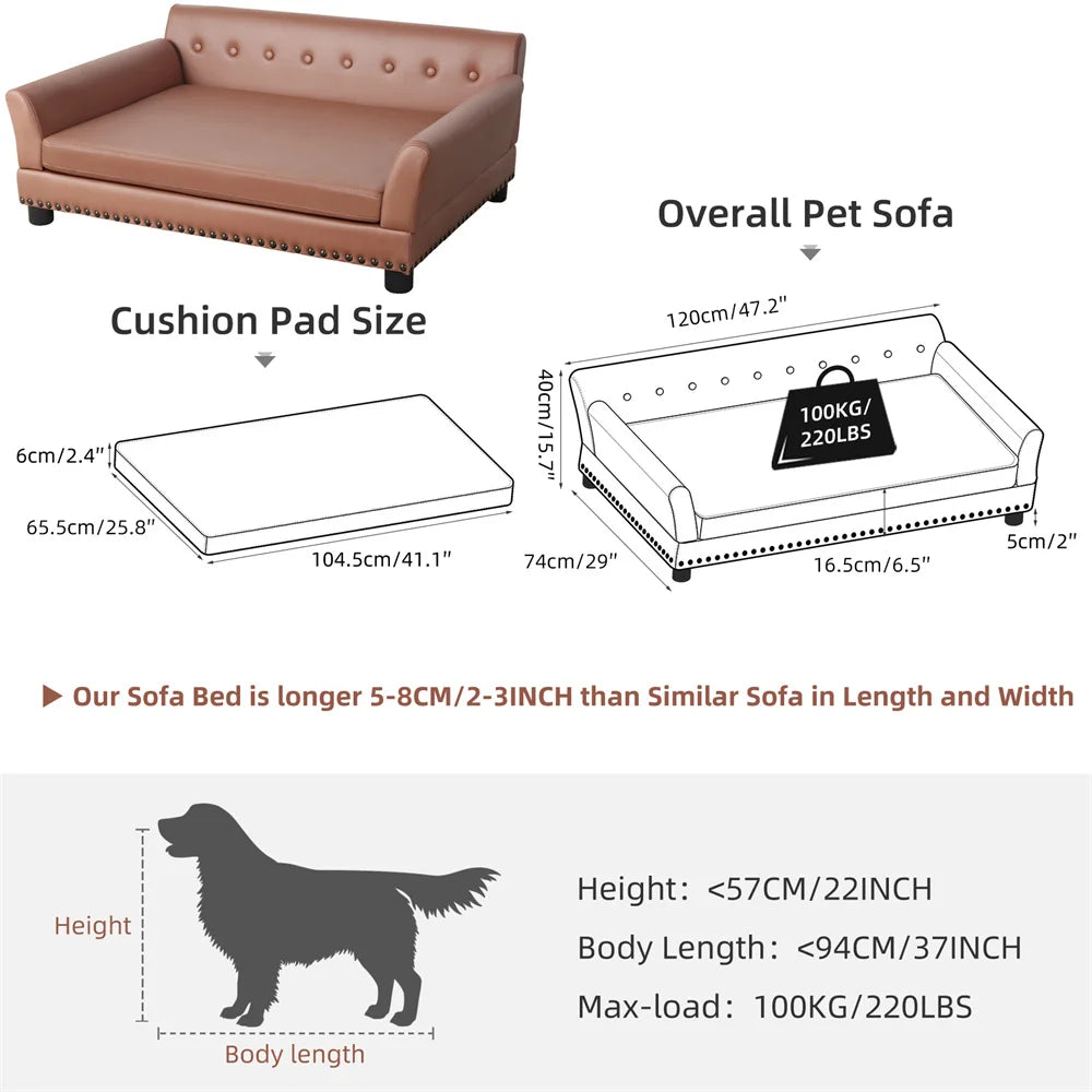 BORWART Heavy Duty Raised Pet Sofa Bed With Cushioned Lounge
