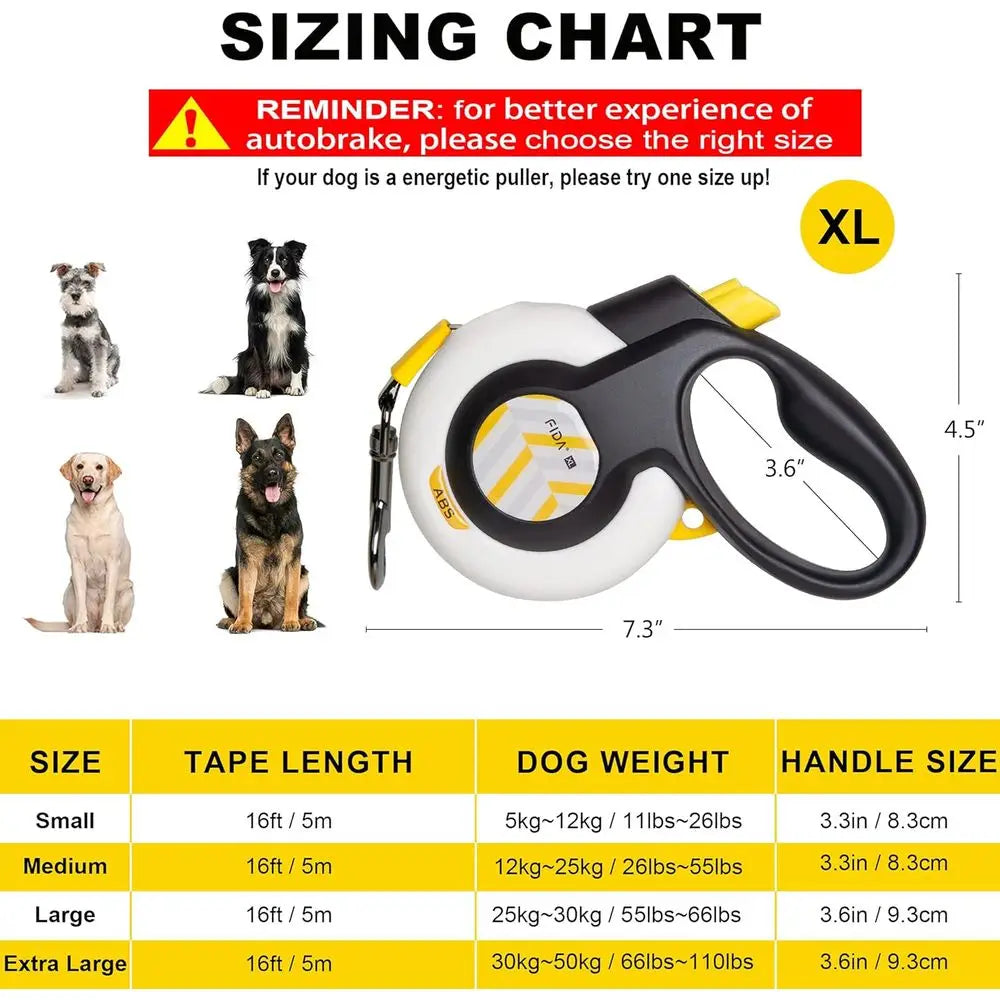 Retractable No Pull Auto Brake Dog Leash Heavy Duty For Large Breeds