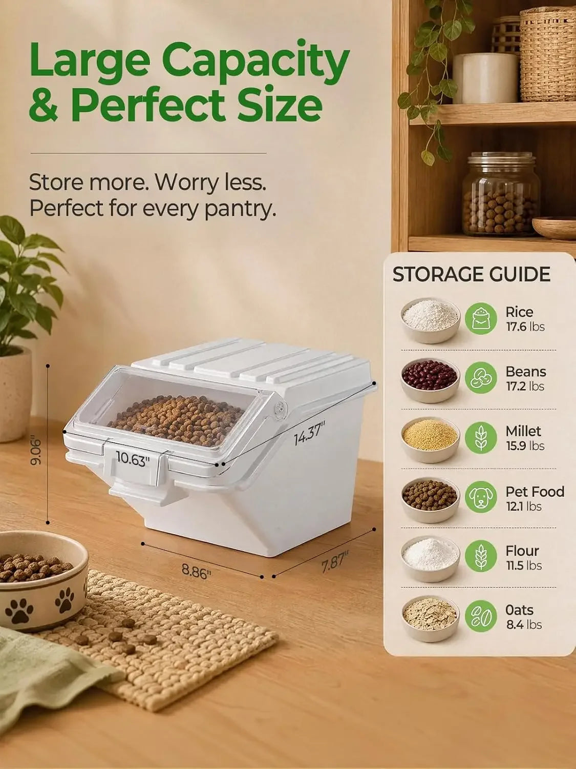 Three Pack Dog Food Storage Containers with Scoop