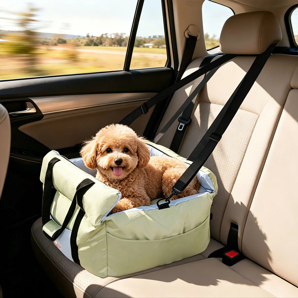 BINGOPAW Dog Car Seat Booster With Safety Belt For Travel